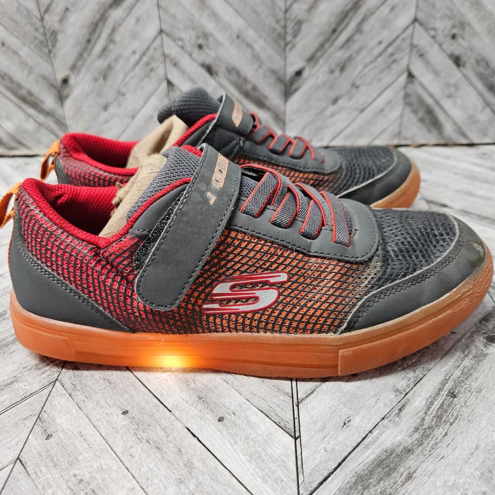 Vintage Skechers Y2K Light Up Shoes Boys 4 Orange Red Retro Strap